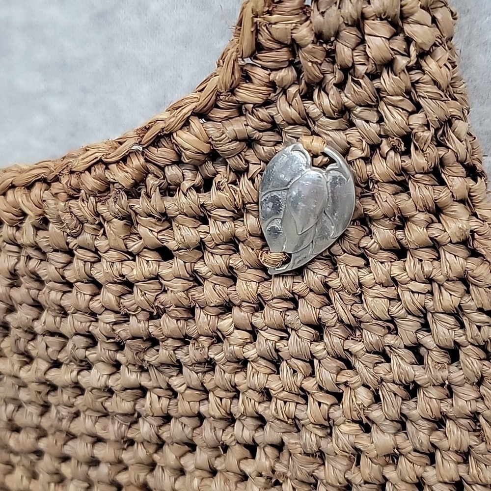 Kaminski Australia Brown Flat Sac 100% Raffia Crossbody Bag Handmade Madagascar - Picture 3 of 16